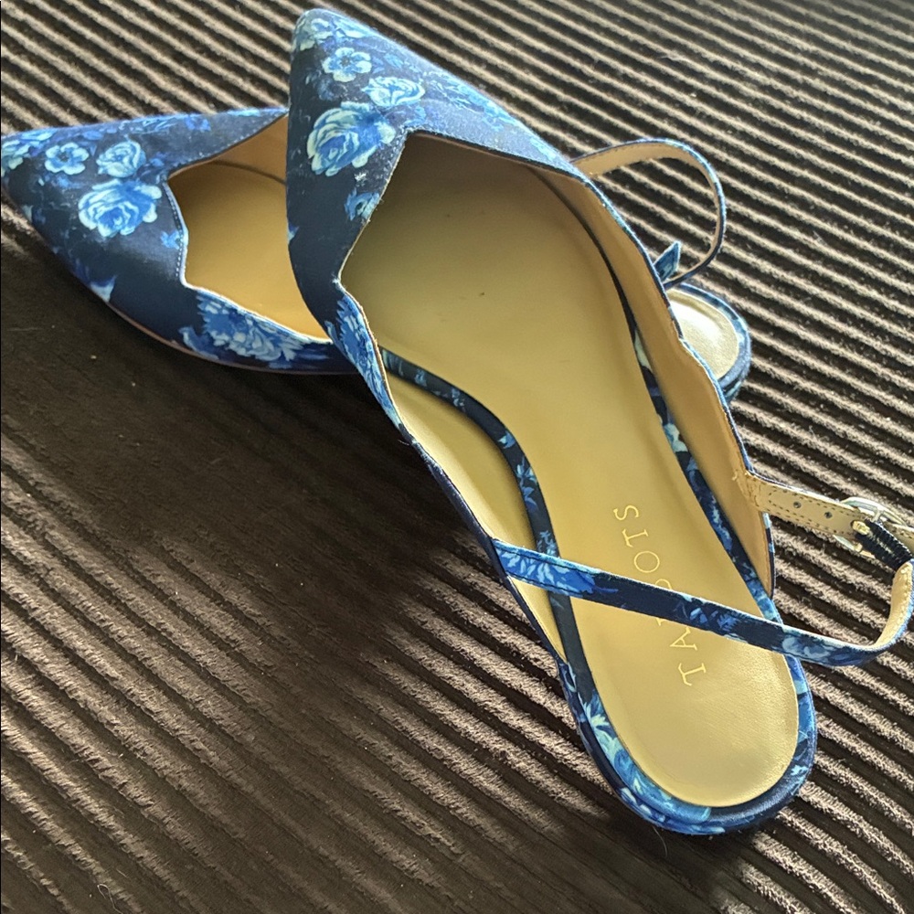 Talbots Blue Floral Slingback Heels